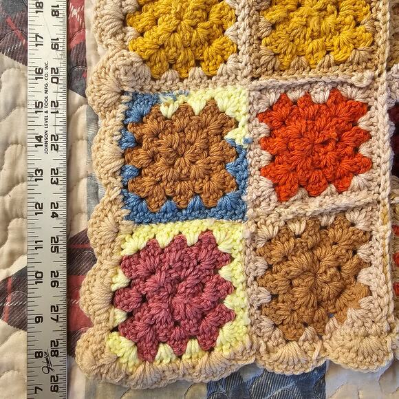 CROCHET Granny Square Afghan Blanket Earth Tones 38" x 29" - Picture 2 of 7